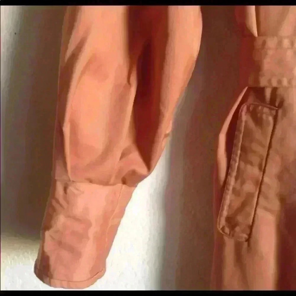 Hwaseong Belted Puff Sleeve Peach Knee Length Elegant Party Trench Coat Size S - Picture 3 of 7